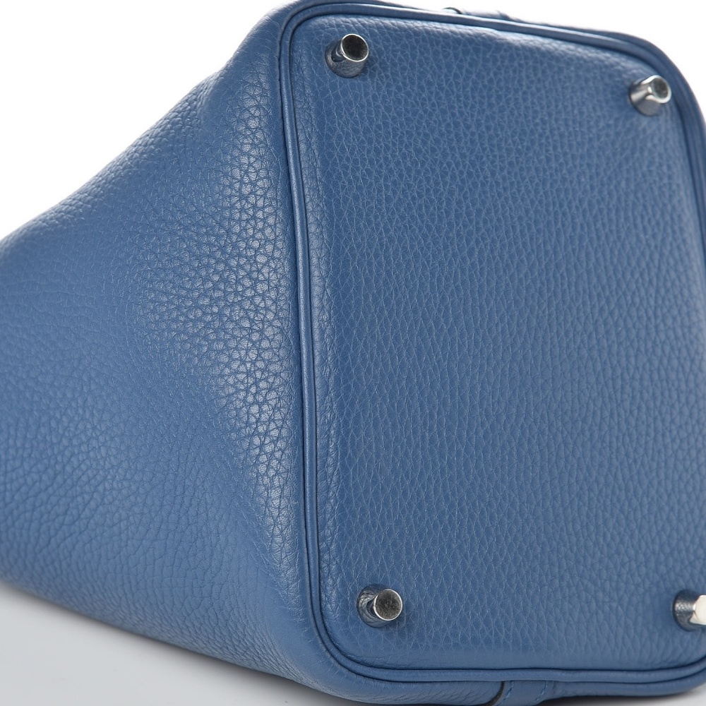 HERMES Taurillon Clemence Picotin 18 Bleu  Agate - Picture 7 of 8